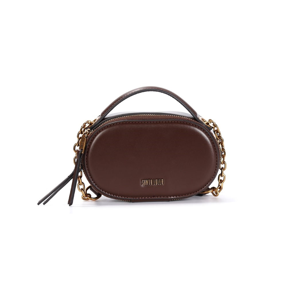 Bolsa Pequena Soft Liso Marrom Dark Alça Corrente
