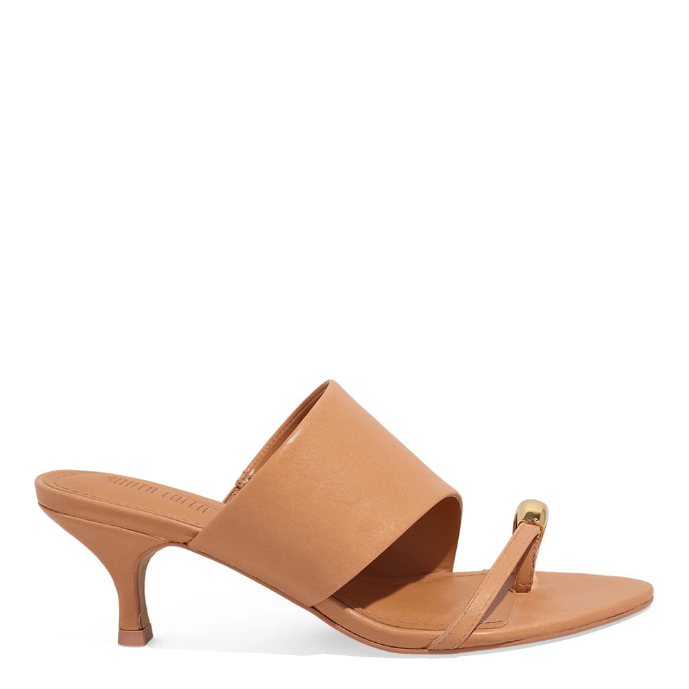 Mule Couro Nobre Marrom Doce de Leite Salto Baixo Fino