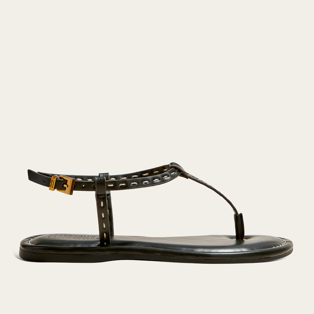 Rasteira Thong Pespontos Napa Gy Preta Black