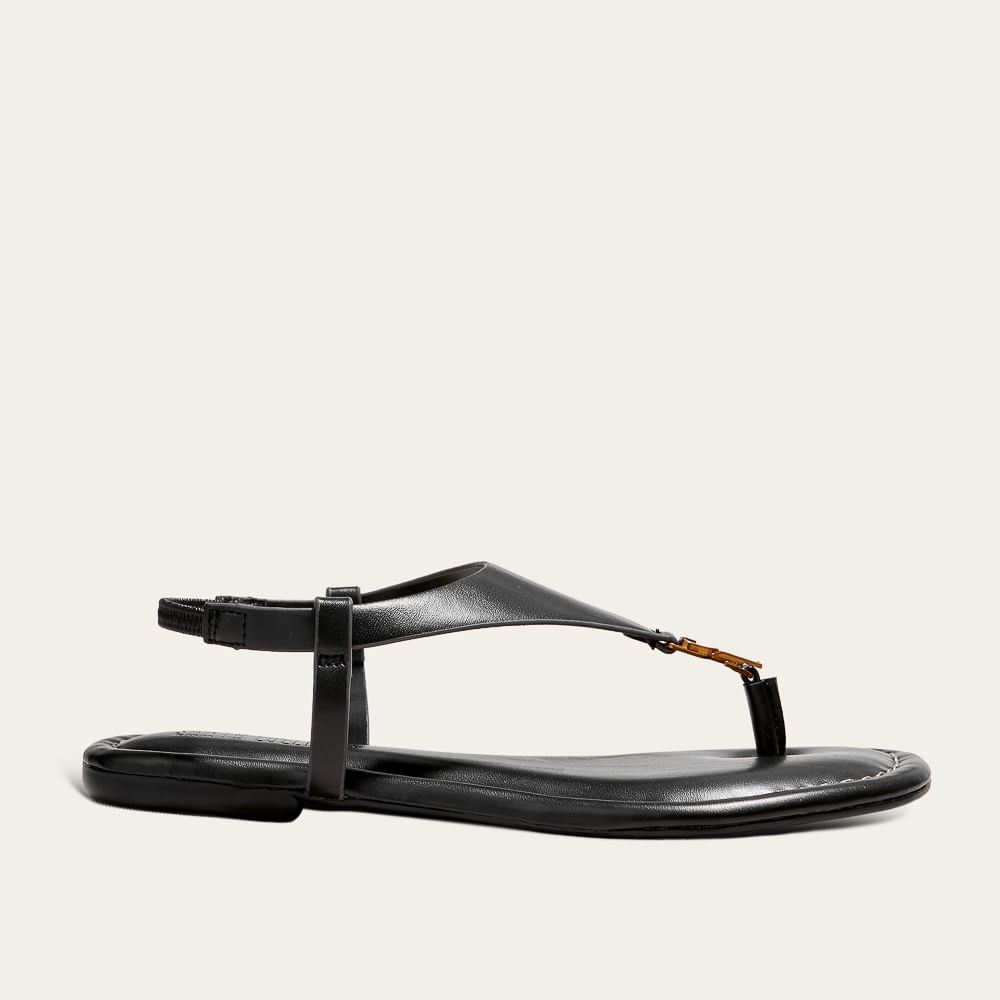 Rasteira Napa Gy Pespontos Preta Black