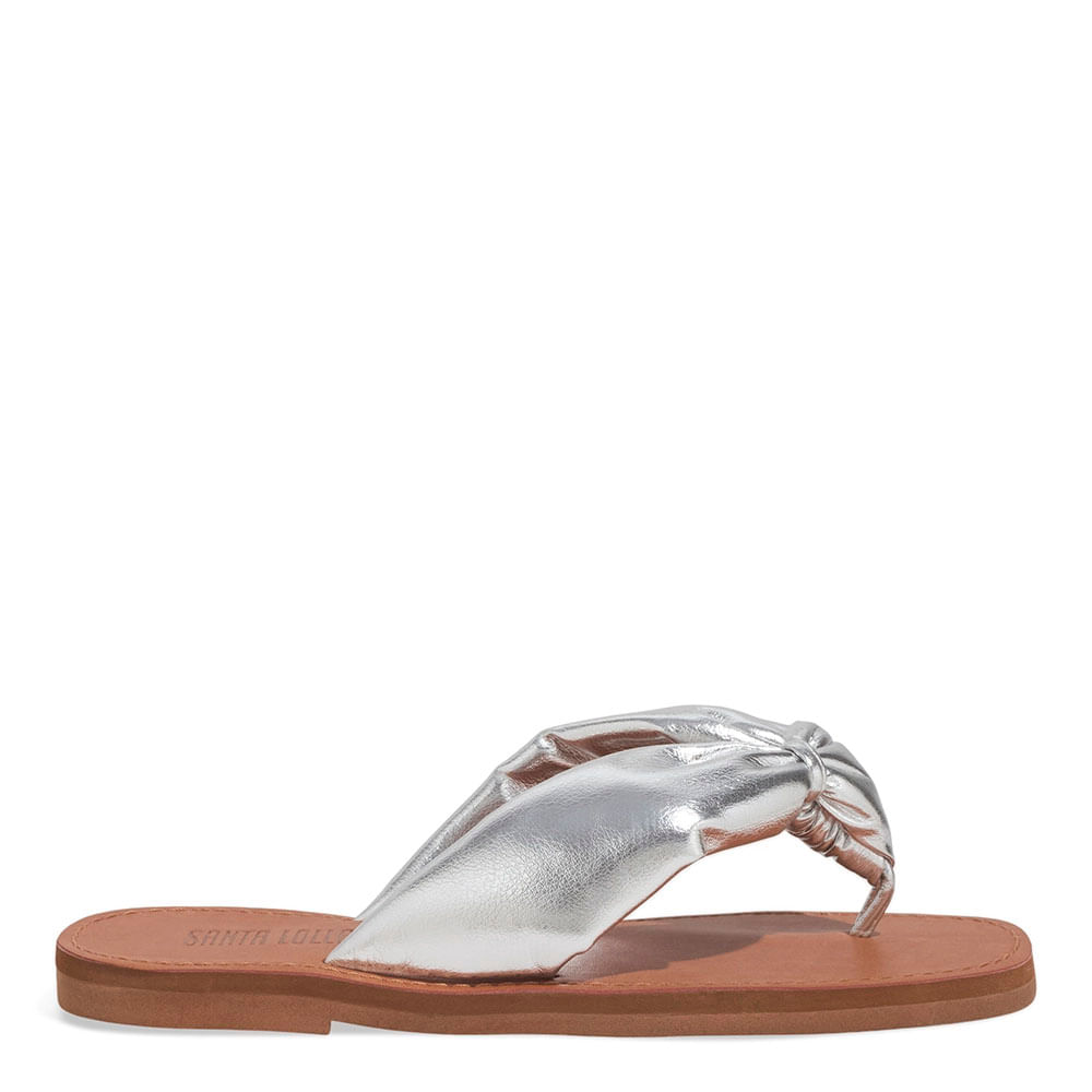 Rasteira Puff Metalizada Ecoform Crinkle Prata