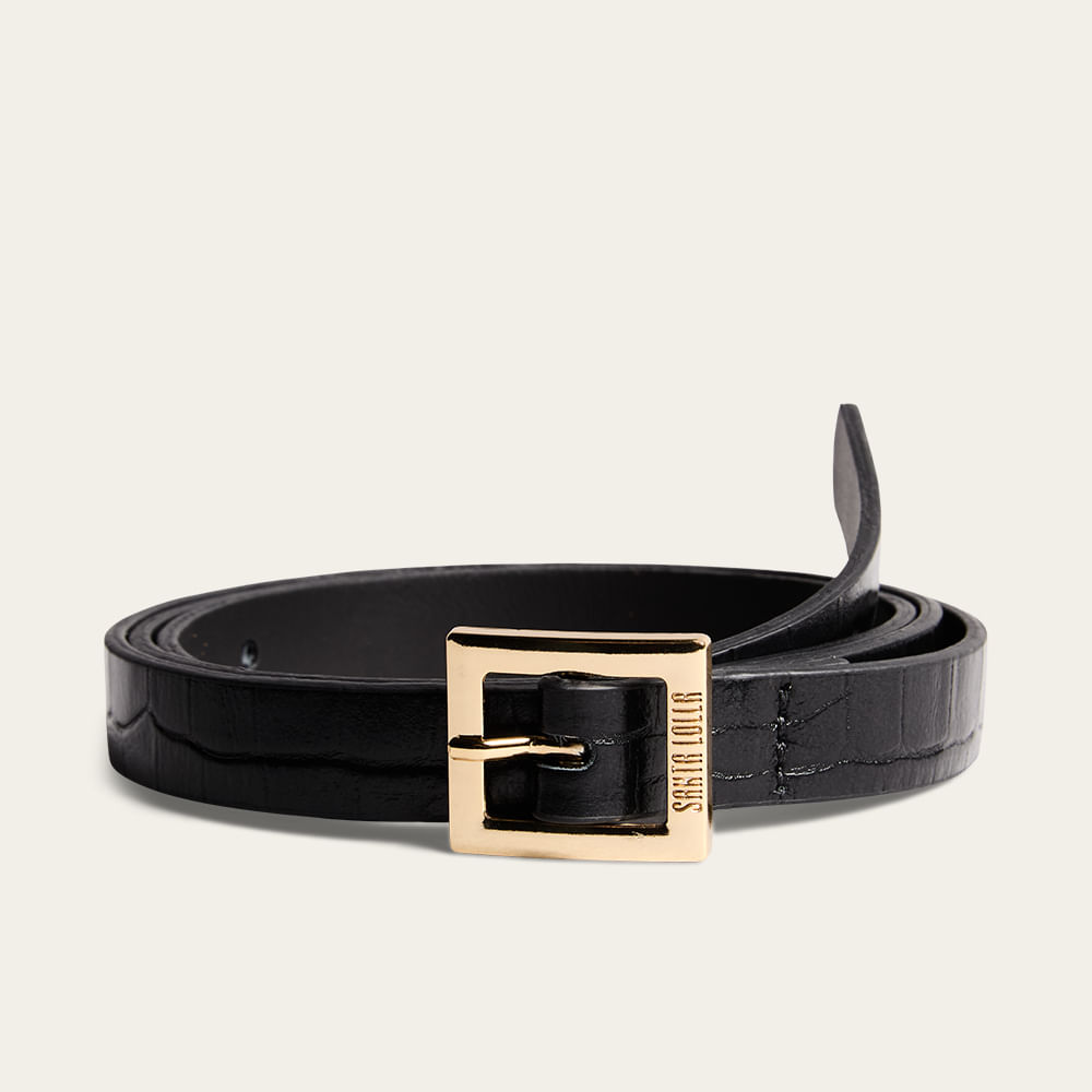 Cinto Couro Croco Preto