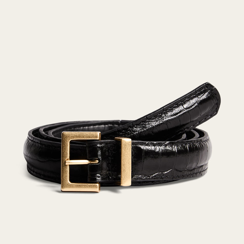 Cinto Couro Croco Preto