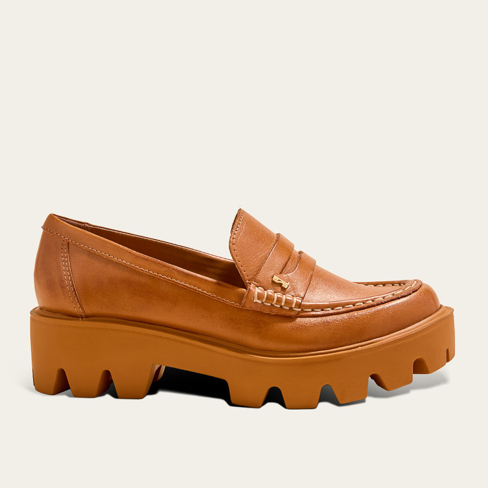 Mocassim Tratorado Couro Marrom Safari