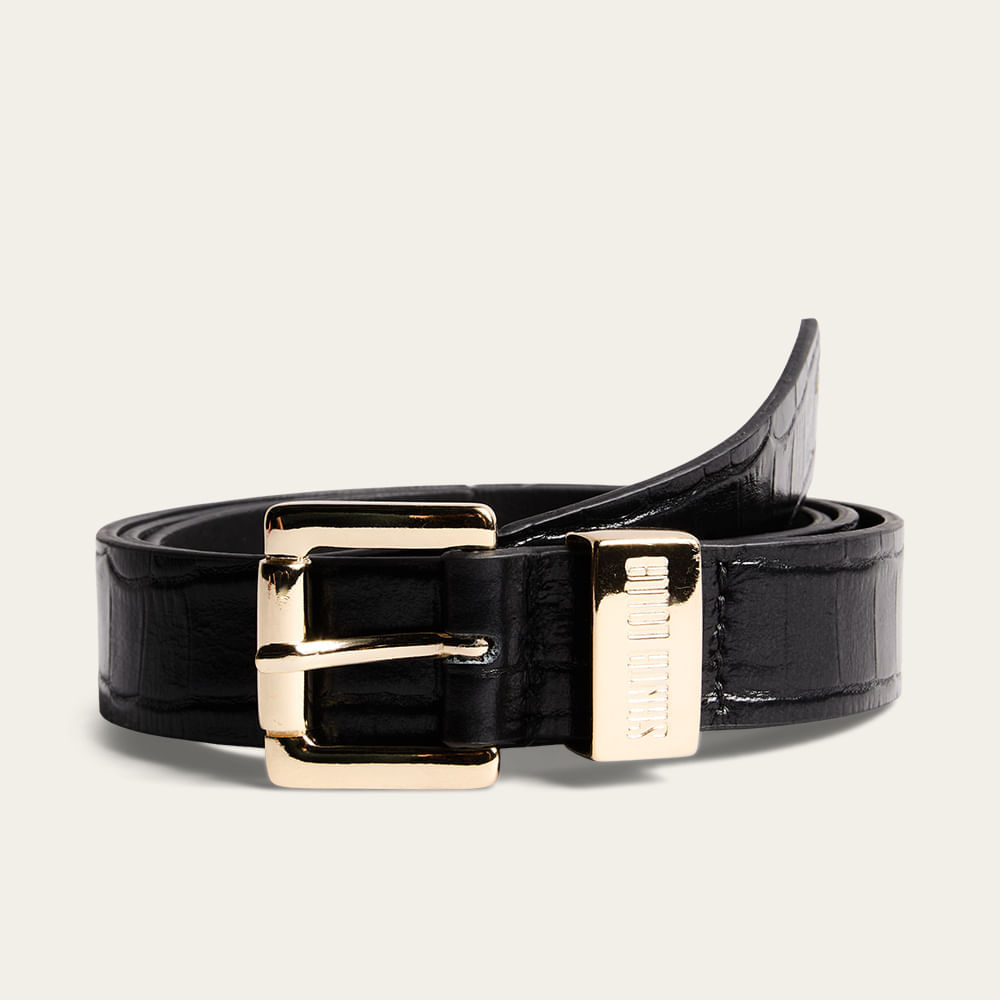 Cinto Couro Croco Preto