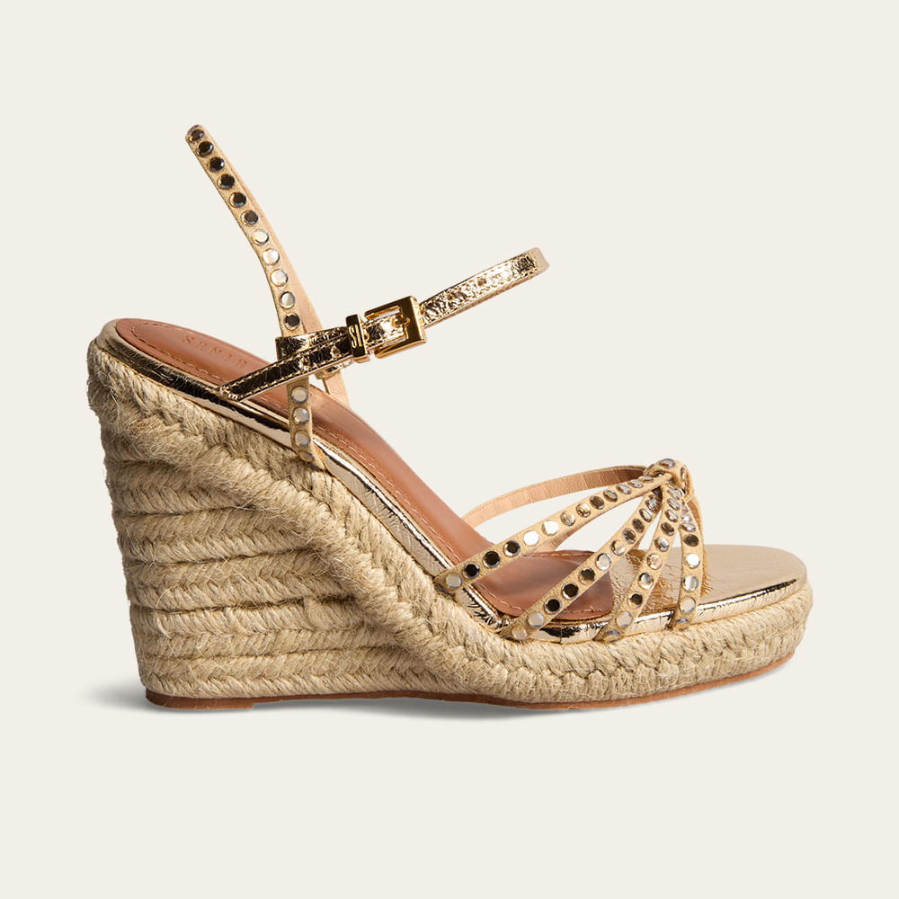 Sandália Espadrille Anabela Tachas Dumay Rosa