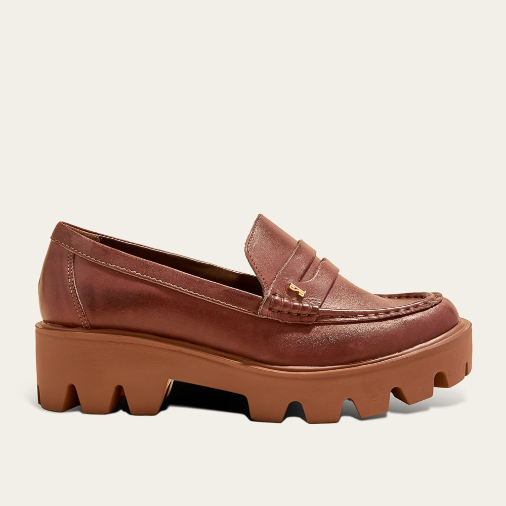 Mocassim Tratorado Couro Marrom Dark Cocoa