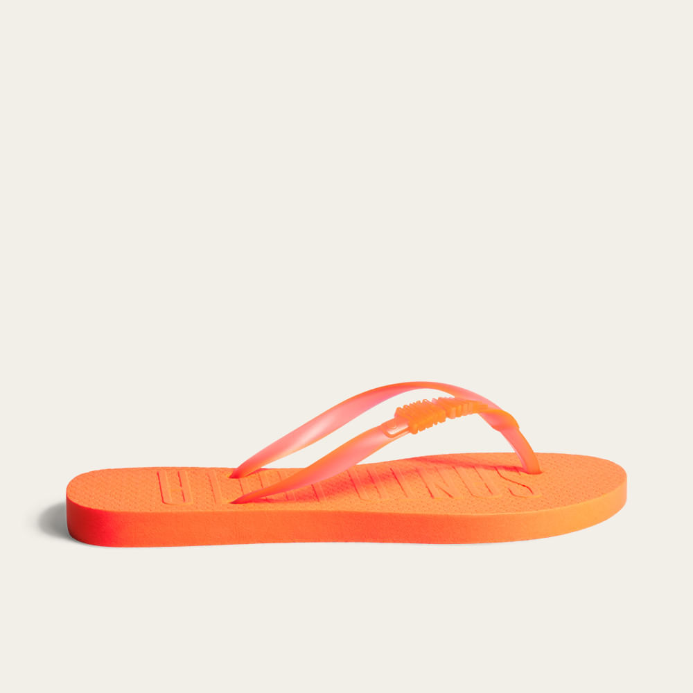Chinelo Flip Flop Borracha Laranja Neon Bico Redondo
