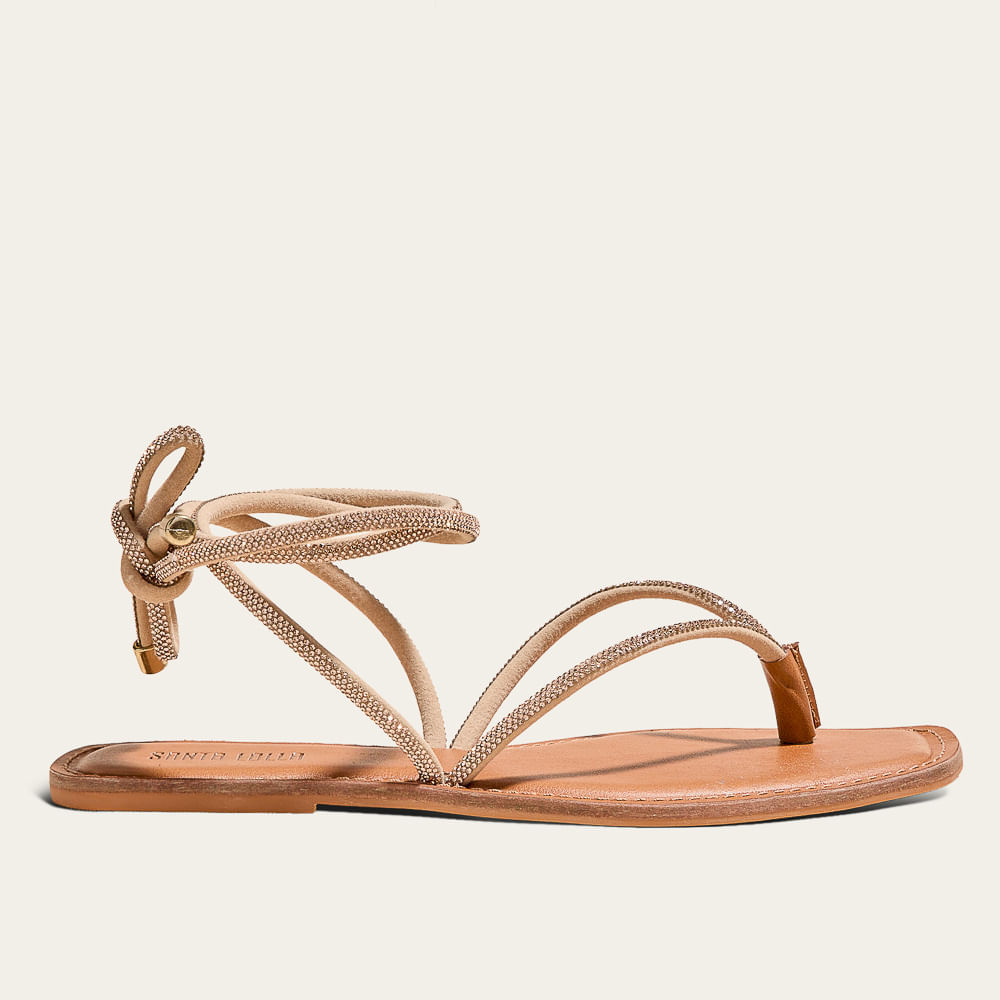 Rasteira Brilho Strass Bico Quadrada Rose