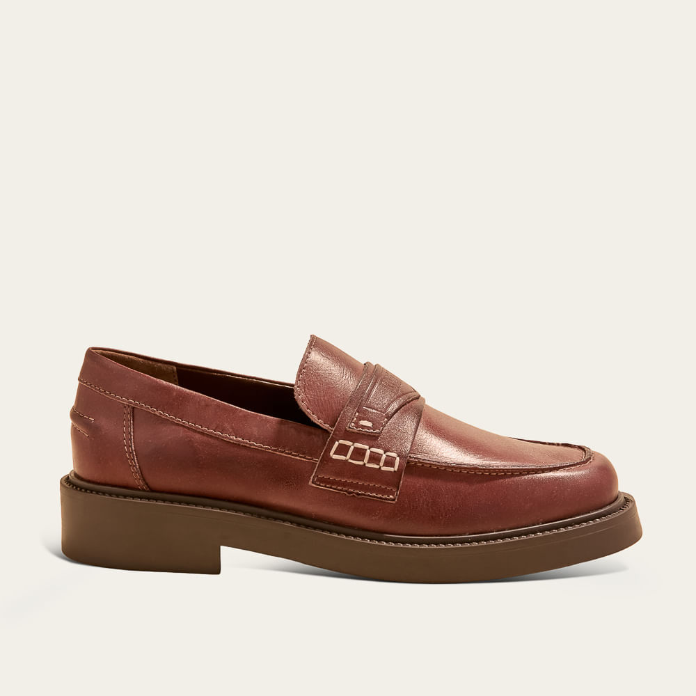 Mocassim Couro Marrom Safari
