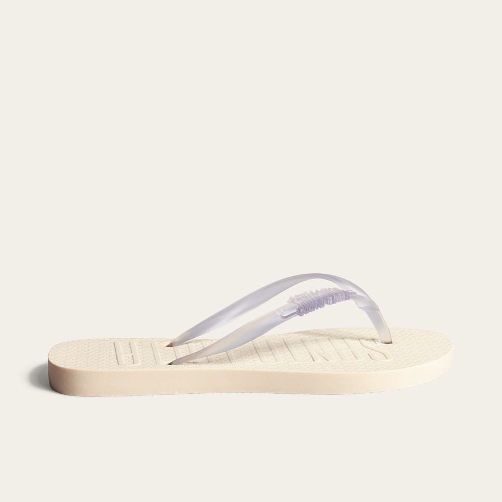 Chinelo Flip Flop Borracha Bico Redondo Off White
