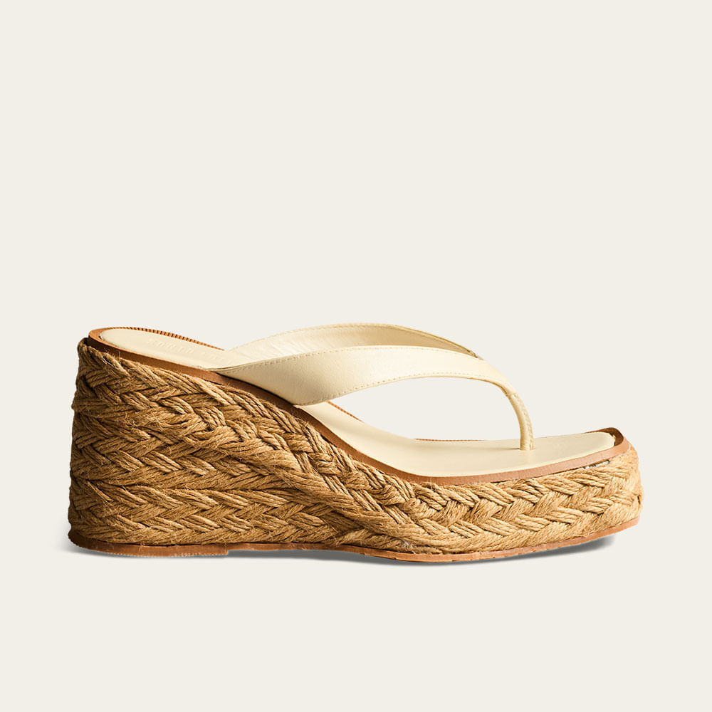 Tamanco Espadrille de Dedo Couro Confort Off White
