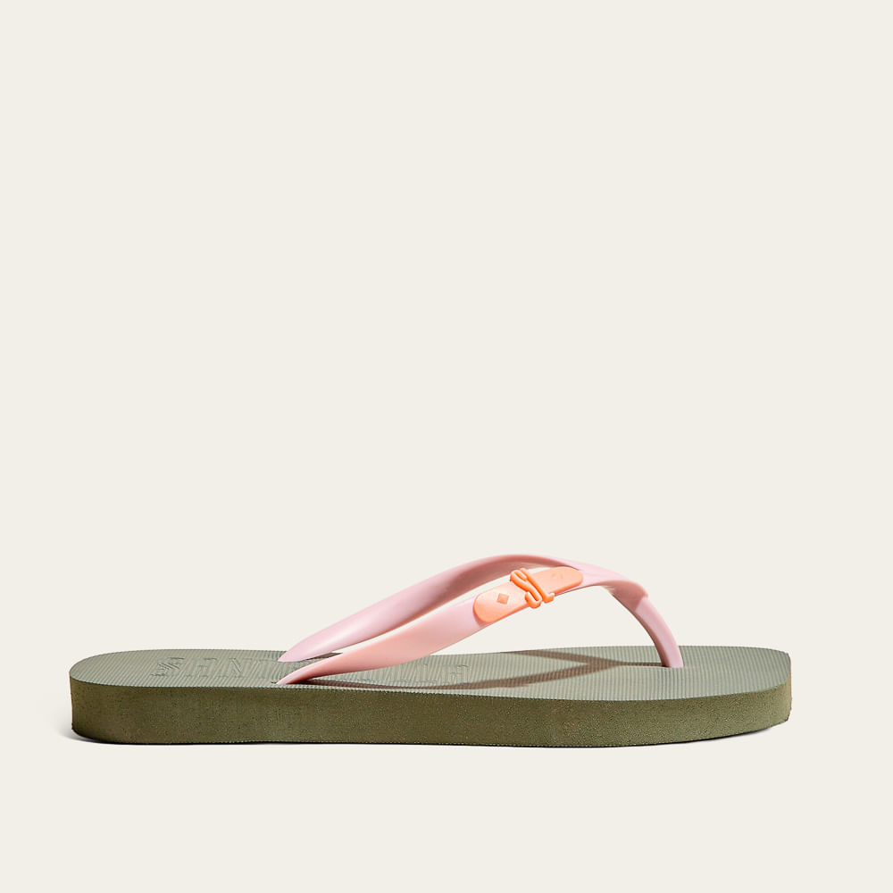 Chinelo Flip Flop Borracha Bico Quadrado Verde Oliva