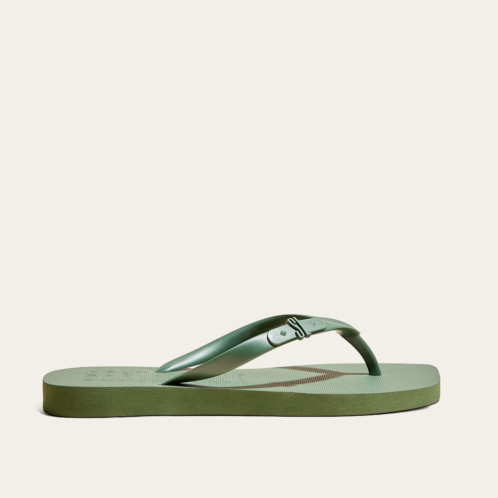 Chinelo Borracha Bico Quadrado Verde Oliva