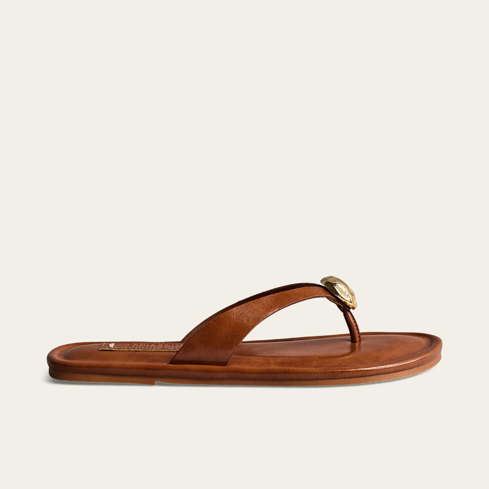 Rasteira Metal Napa Madri Marrom Caramel