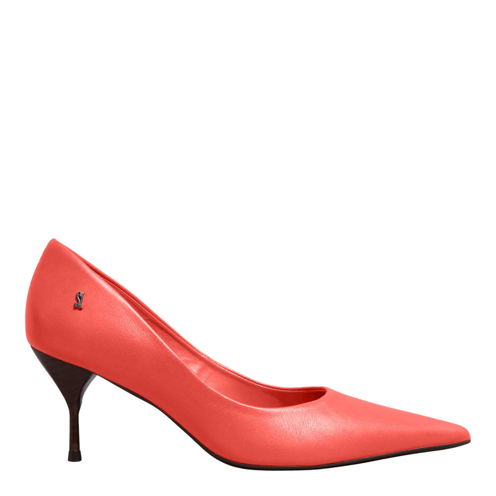 Scarpin Couro Confort Bico Fino Salto Agulha Vermelho Ruby