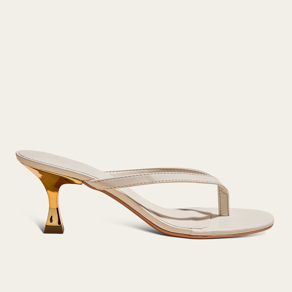 Tamanco Mule De Dedo Napa Soft Salto Fino Off White