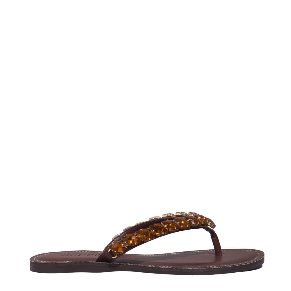 Rasteira Napa Soft Pedraria Marrom Terra