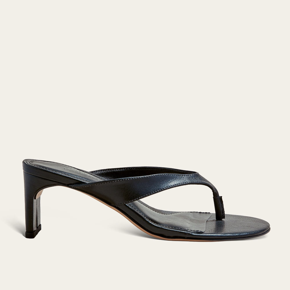 Tamanco Mule De Dedo Napa Soft Salto Lâmina Preto