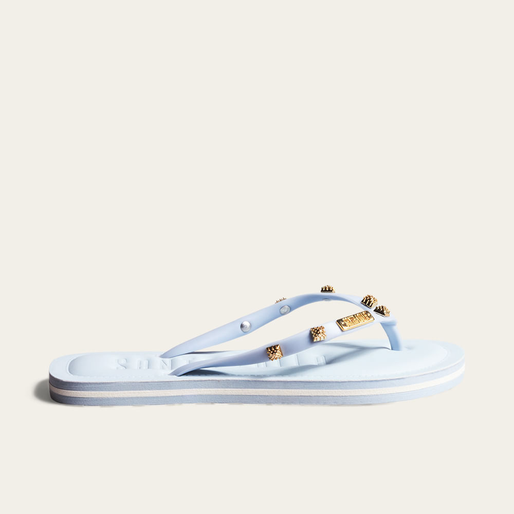 Chinelo Flip Flop Borracha Tachas Azul Bebê