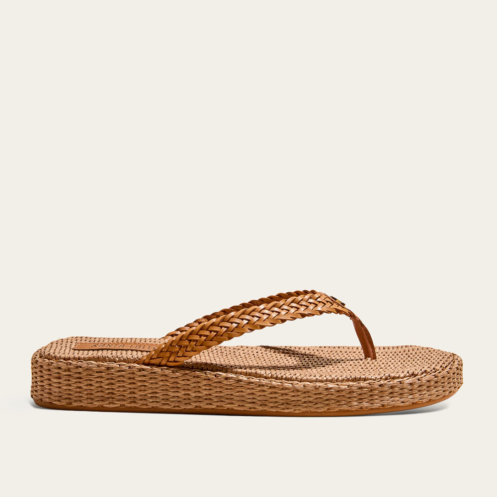 Papete Espadrille De Dedo Trança Marrom Safari