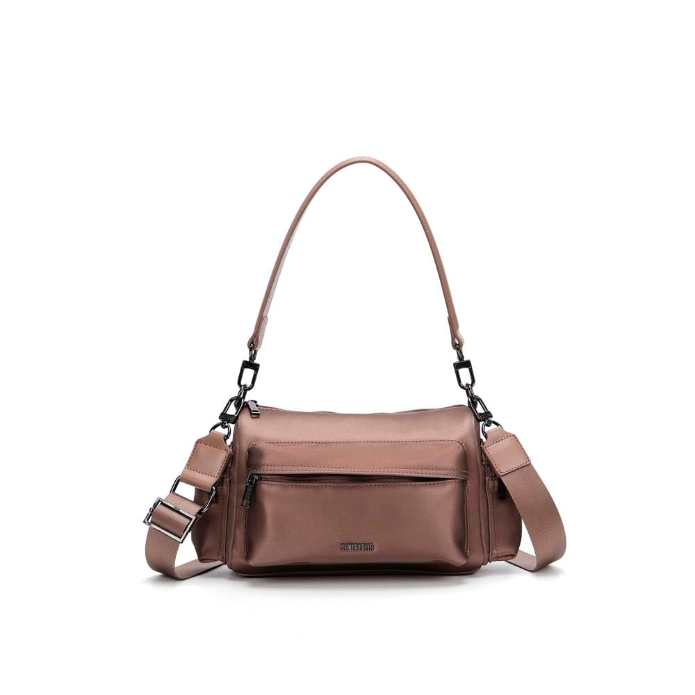 Bolsa Média Nylon Alça Dupla Cinza Fog