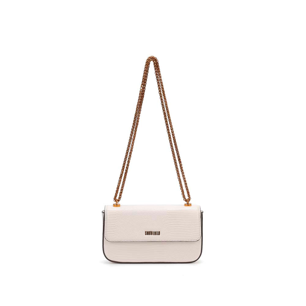 Bolsa Lizard Off White Marfim Alça Transversal Corrente