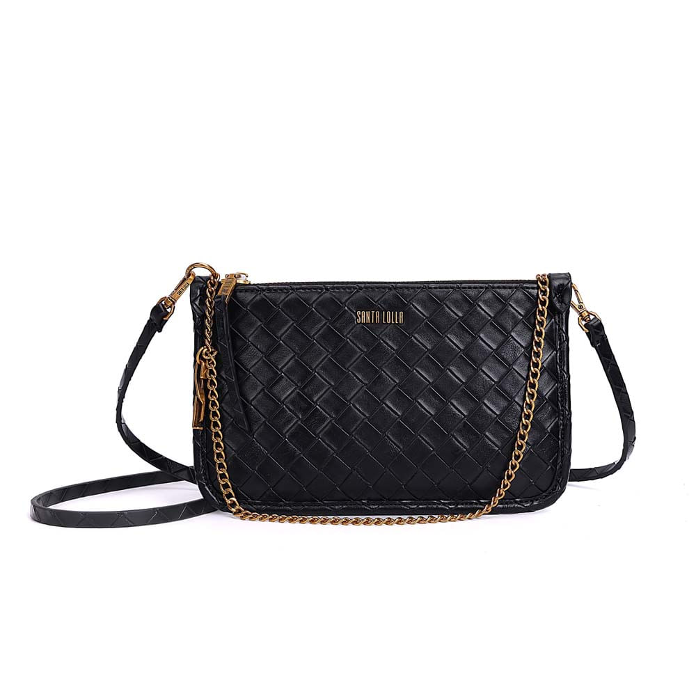 Bolsa Cluth Tressê Transversal Preta