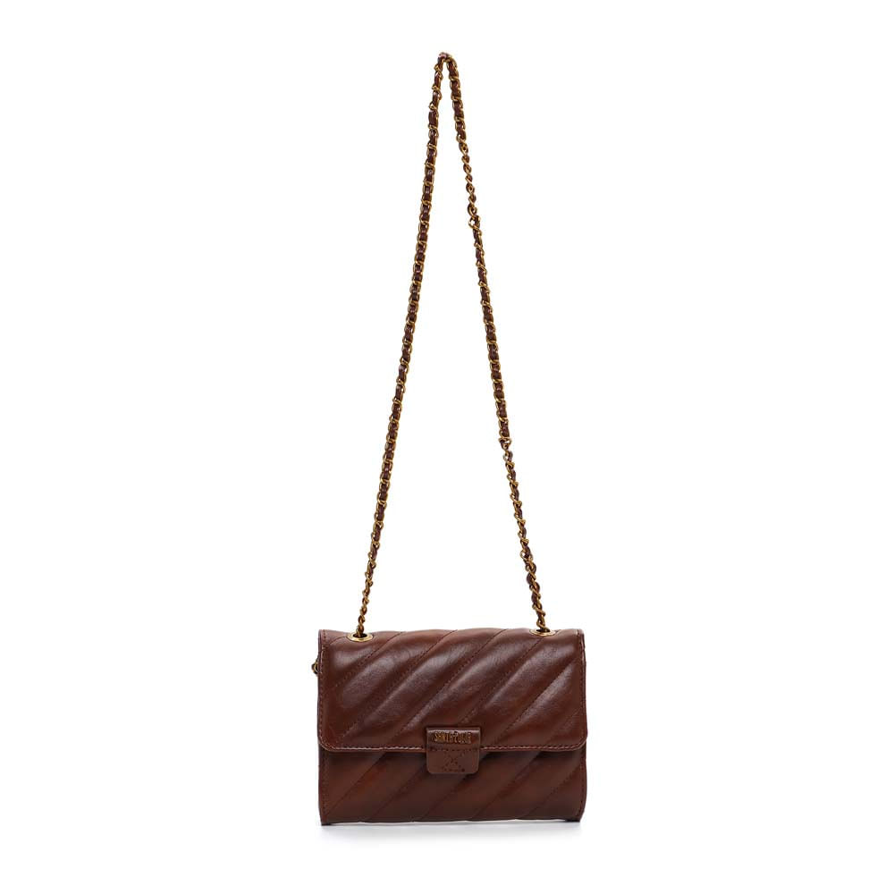 Bolsa Pequena Soft Marrom Terracota Alça Transversal Corrente