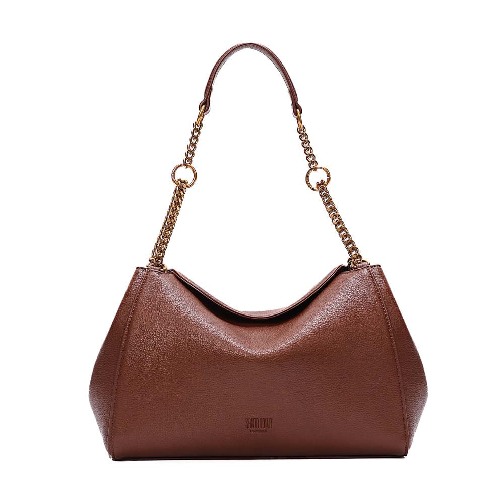 Bolsa Hobo Média Floater Alça De Ombro Corrente Marrom Safari