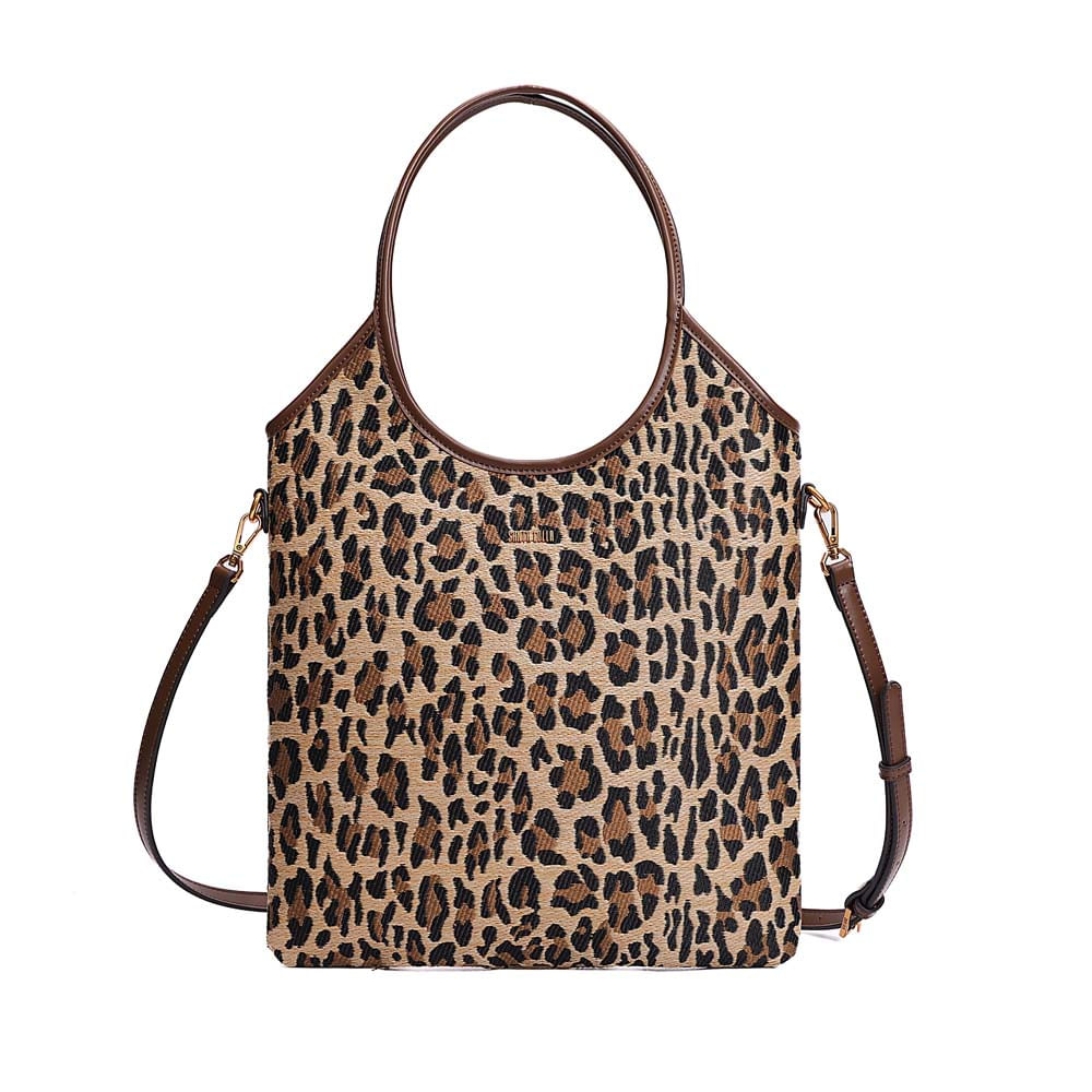 Bolsa Shopper Tramado Alça Dupla Animal Print Leopardo
