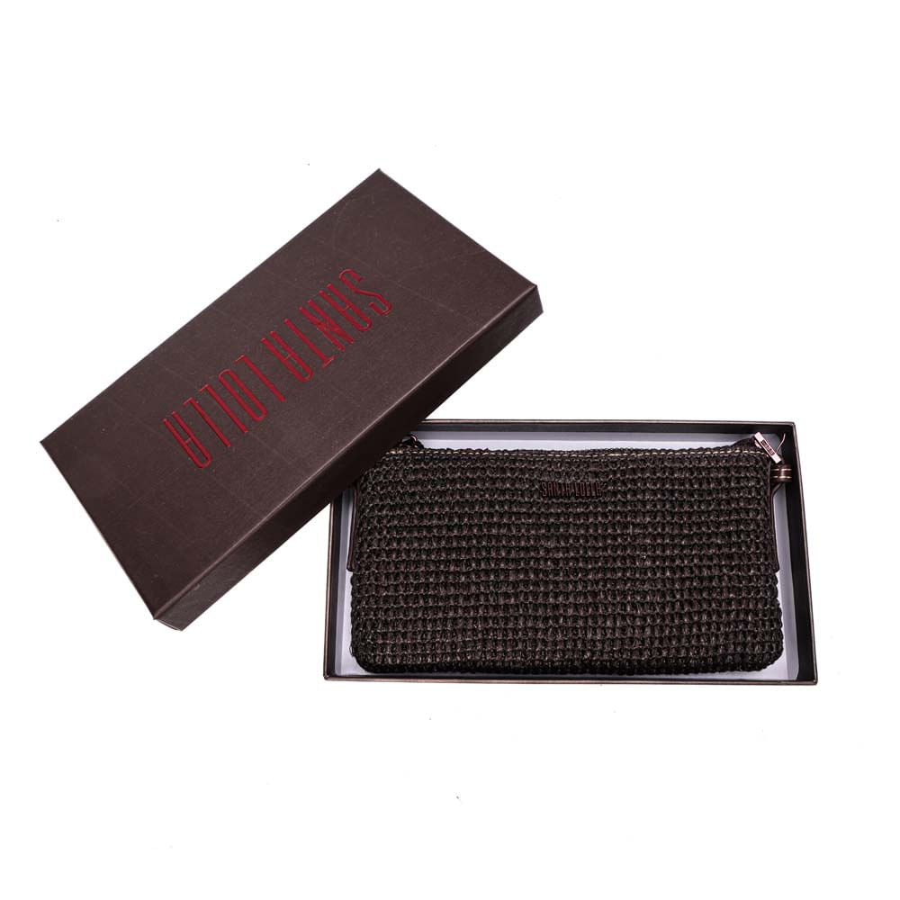 Bolsa Tramado Transversal Marrom Dark Cocoa