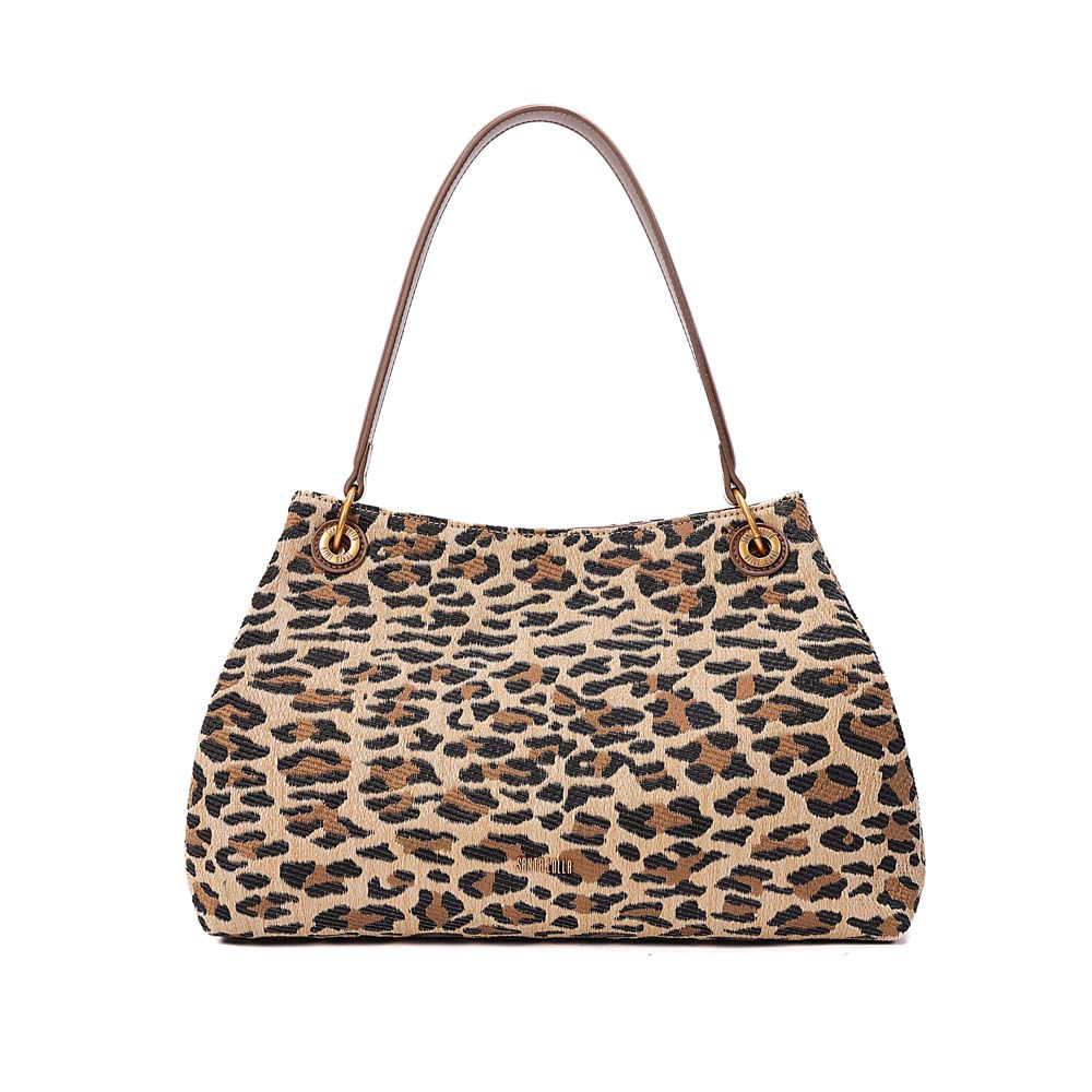 Bolsa Hobo Tramado Alça De Ombro Animal Print Onça