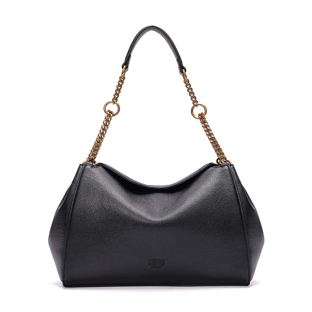 Bolsa Hobo Média Floater Alça De Ombro Corrente Preta