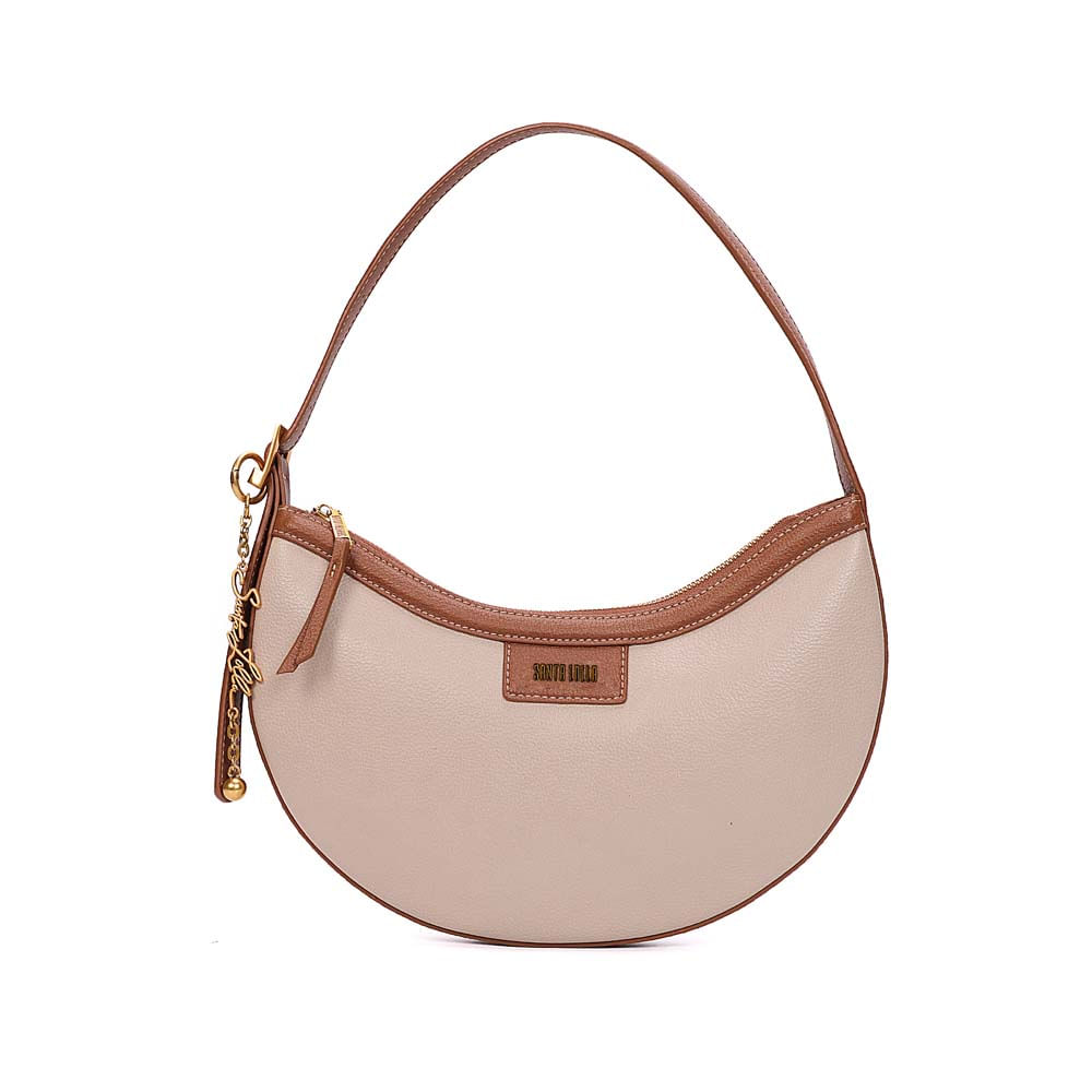 Bolsa Meia Lua Floater Alça De Ombro Bege Marfim