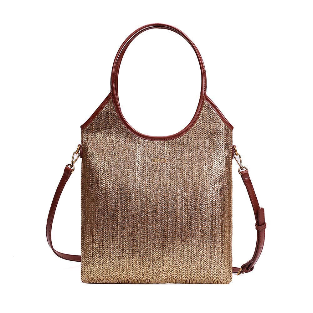 Bolsa Shopper Tramado Alça Dupla Dourada Claro