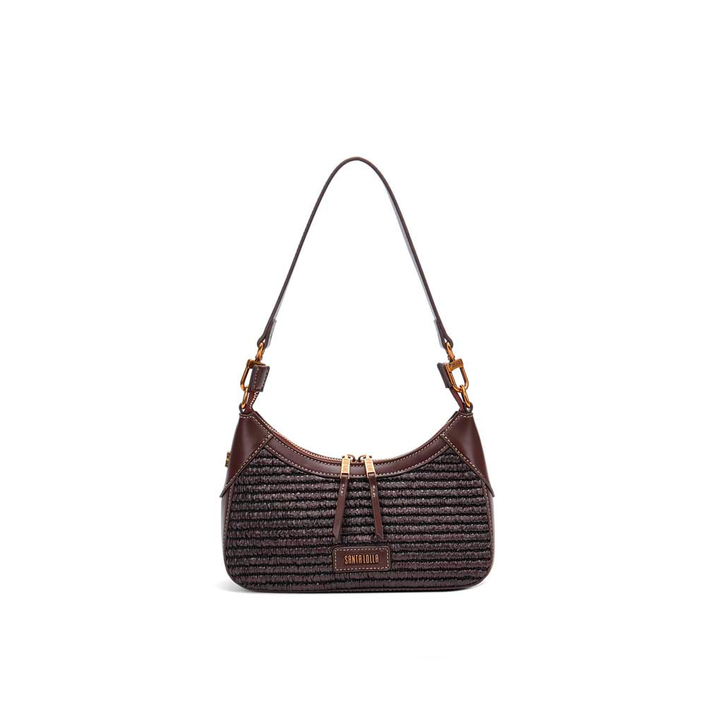 Bolsa Baguete Tramado Alça De Ombro Marrom Dark Cocoa