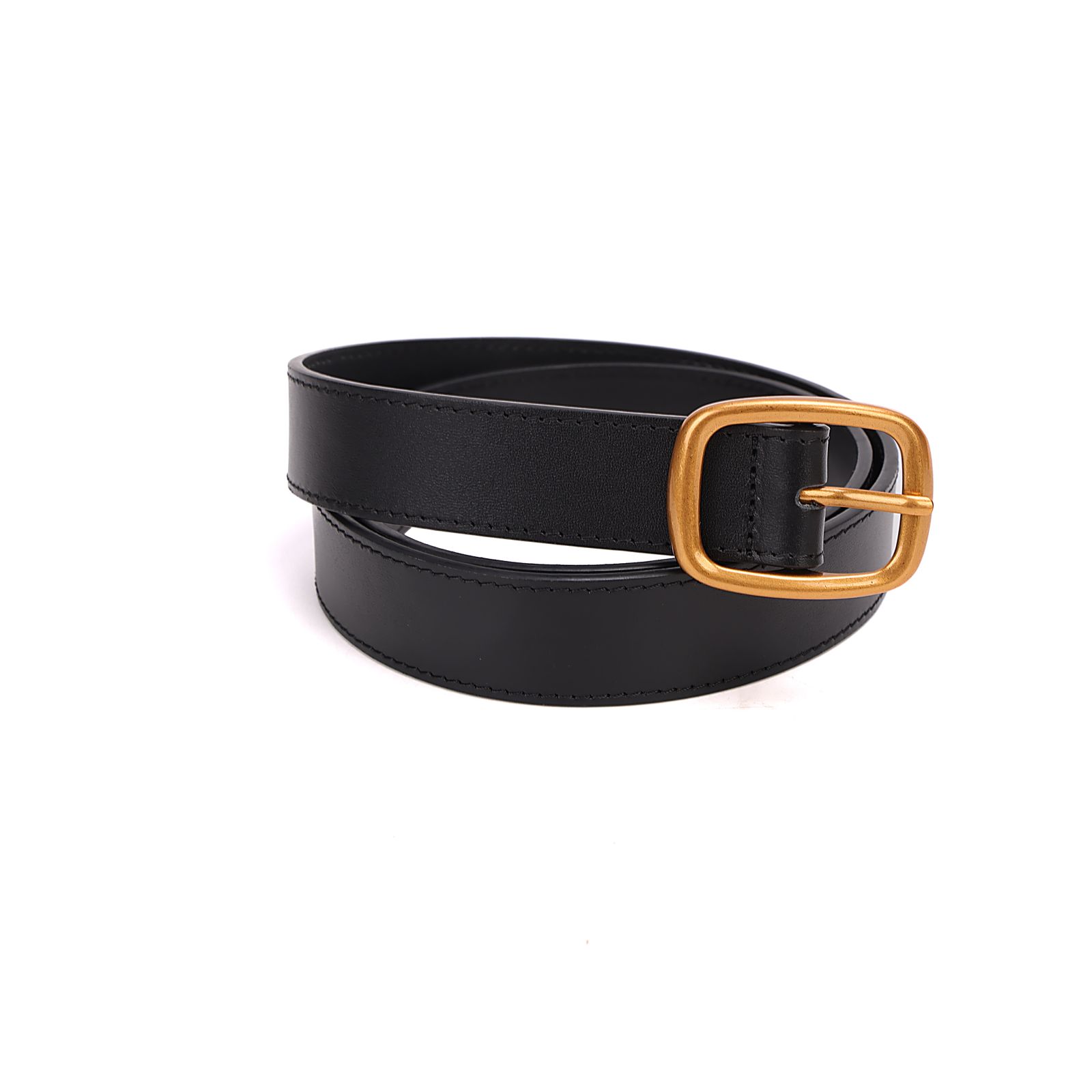 Cinto Couro Preto Liso Fivela Metalizada