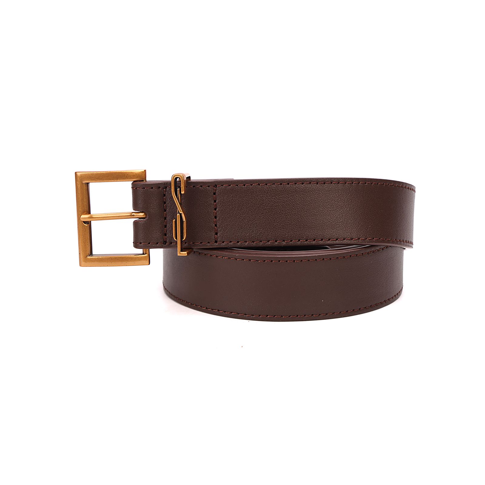 Cinto Couro Liso Brown Fivela Quadrada