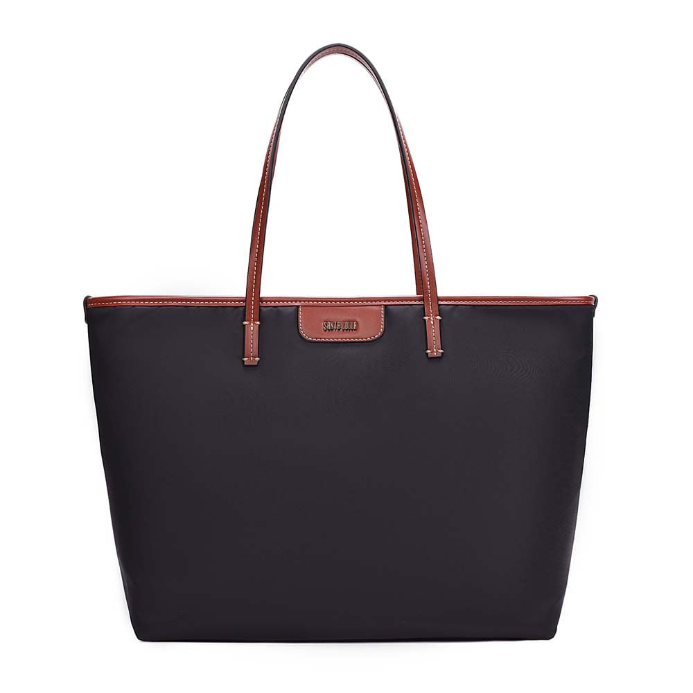 Bolsa Shopper Nylon Alça De Ombro Preta Dark