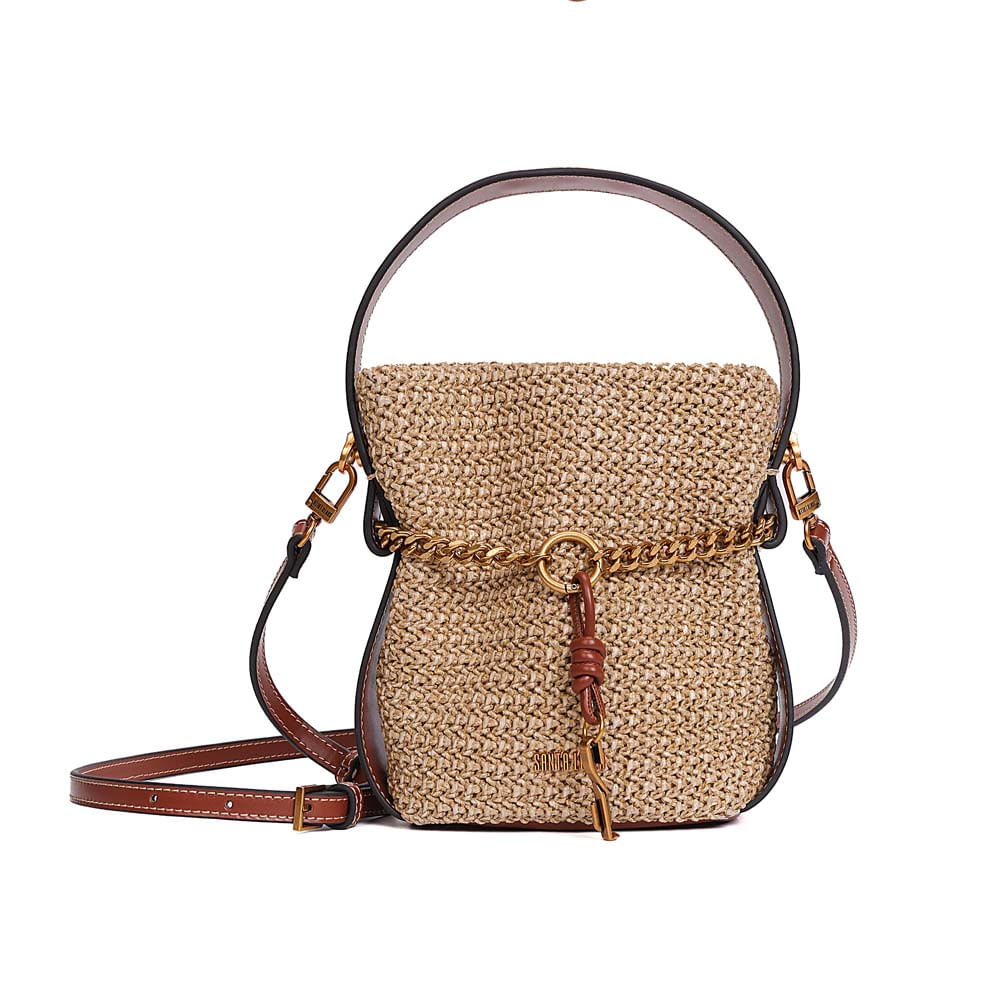 Bolsa Bucket Tramado Bege Areia Transversal