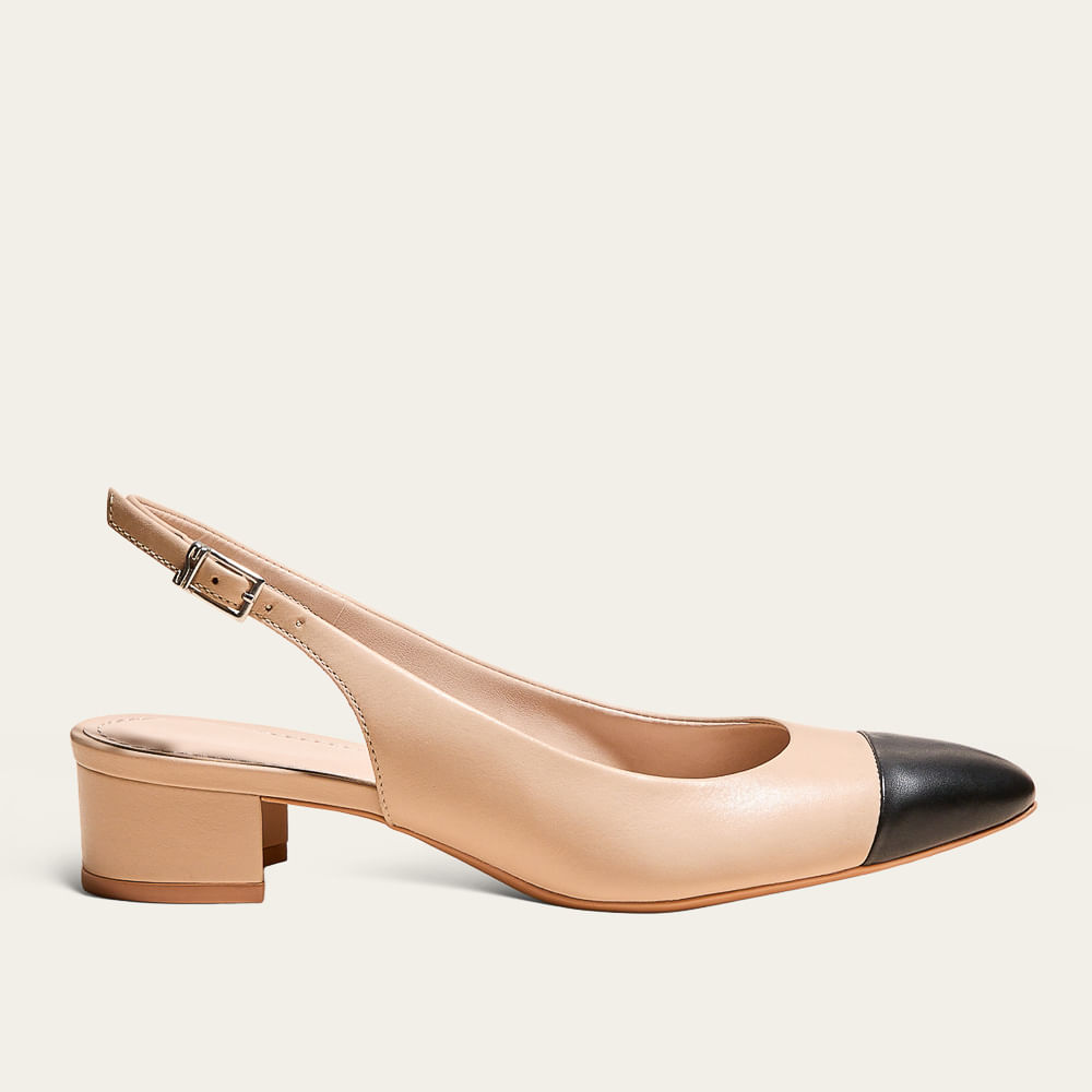 Scarpin Boneca Slingback Couro Pelica Soft Bege