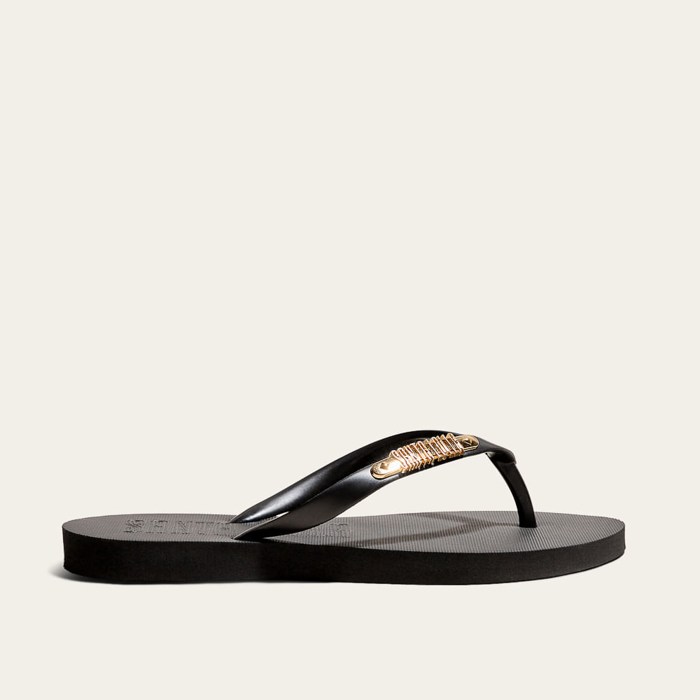 Chinelo Flip Flop Borracha Bico Fino Preto