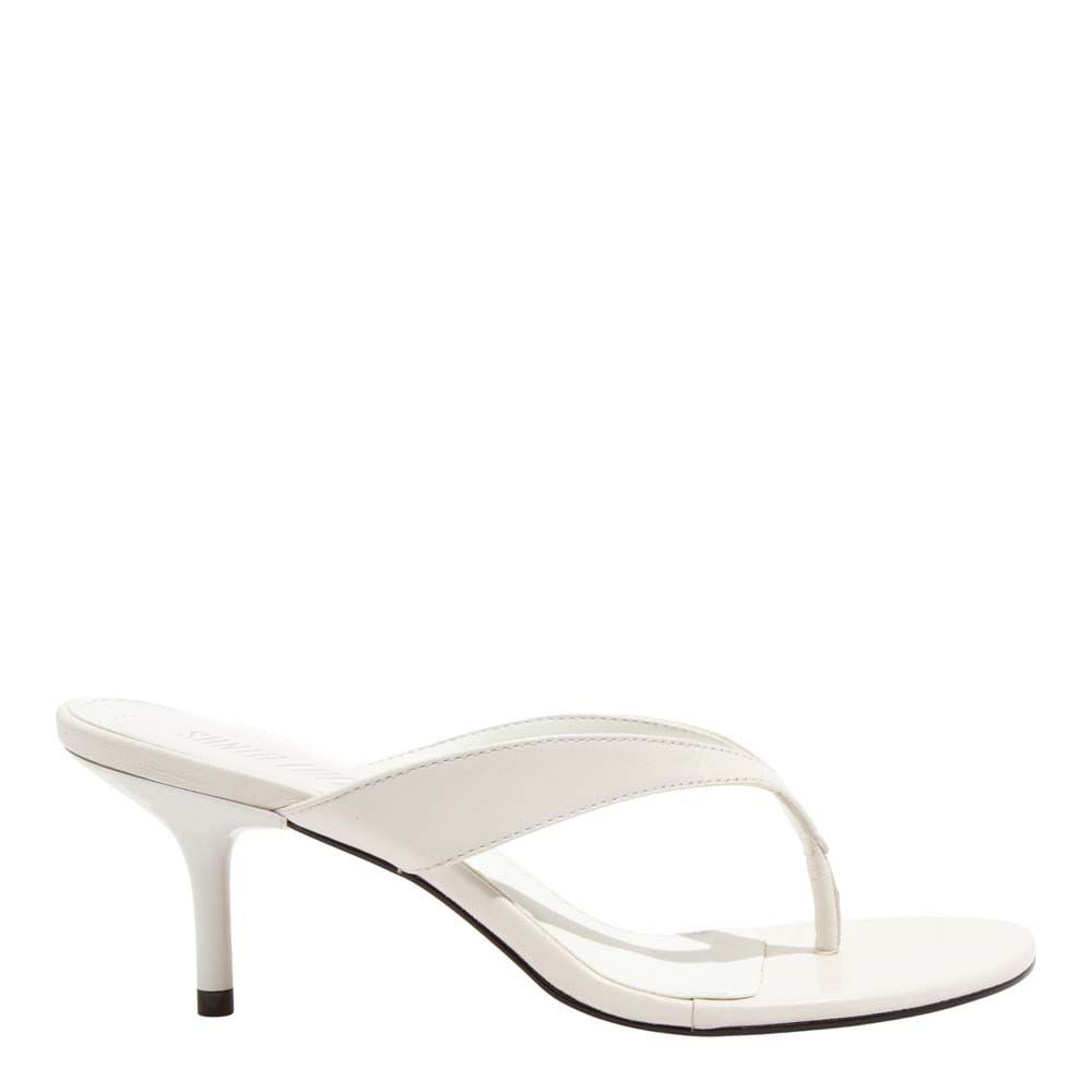Mule Thong Couro Pelica Salto Baixo Fino Branco