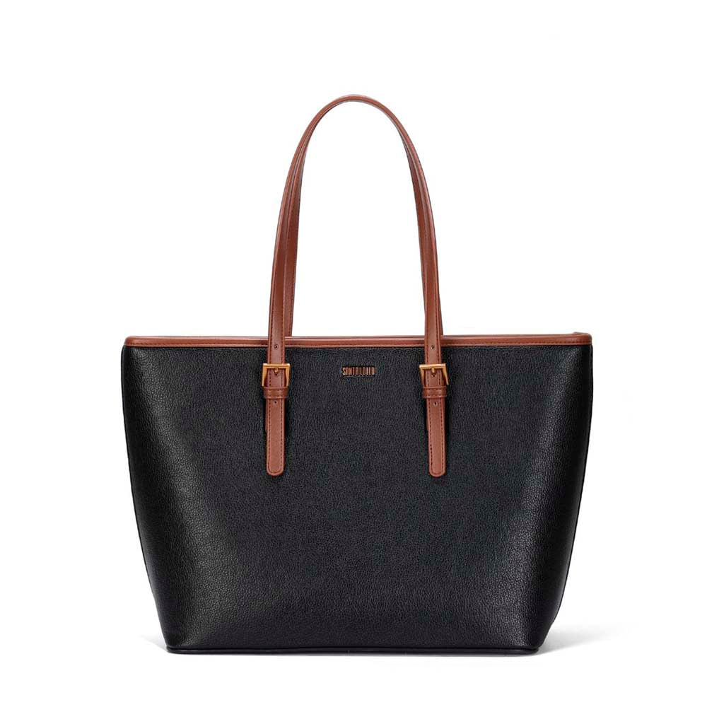 Bolsa Shopper Grande Floater Preta E Marrom Texturizada