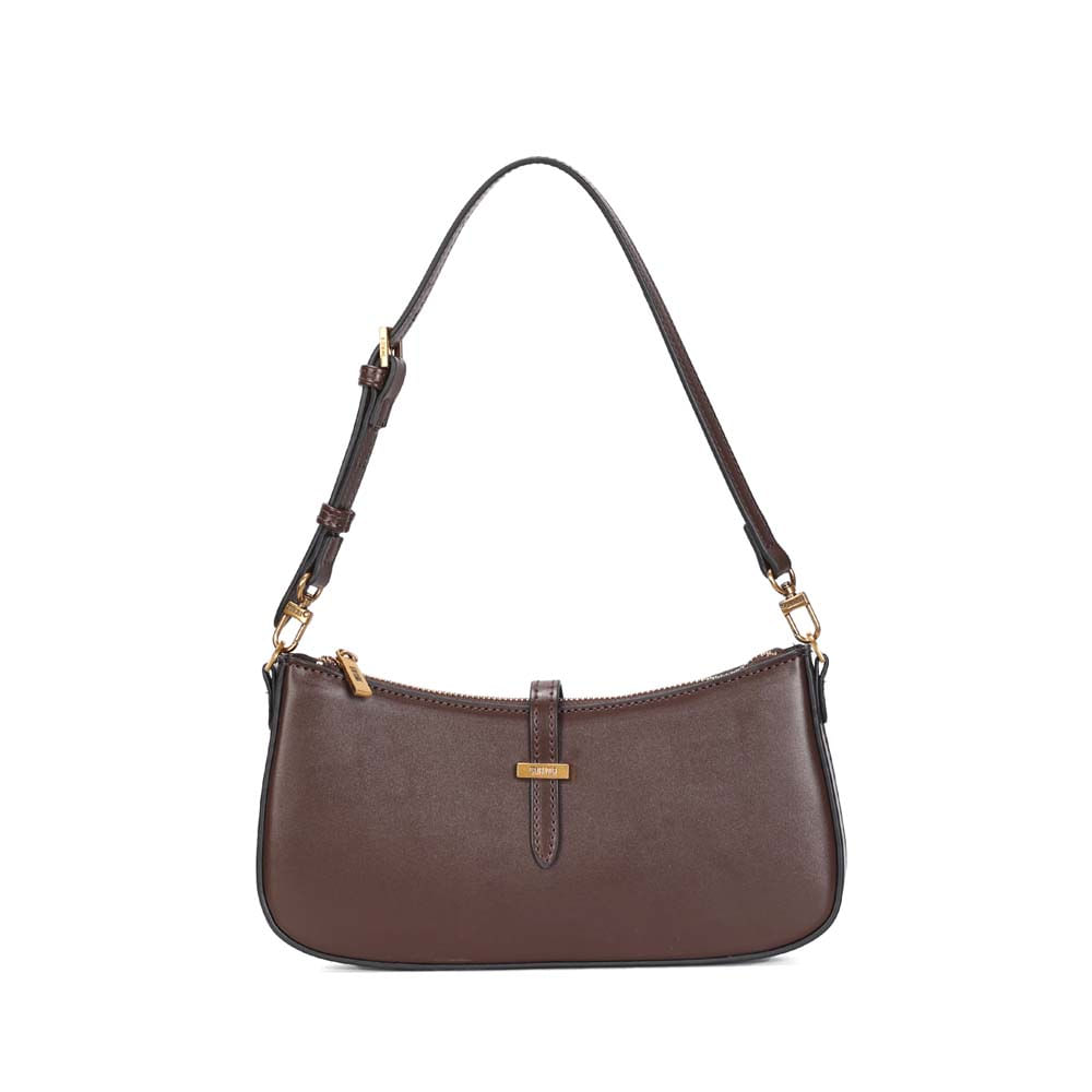 Bolsa Baguete Média Estruturada Soft Liso Marrom Dark