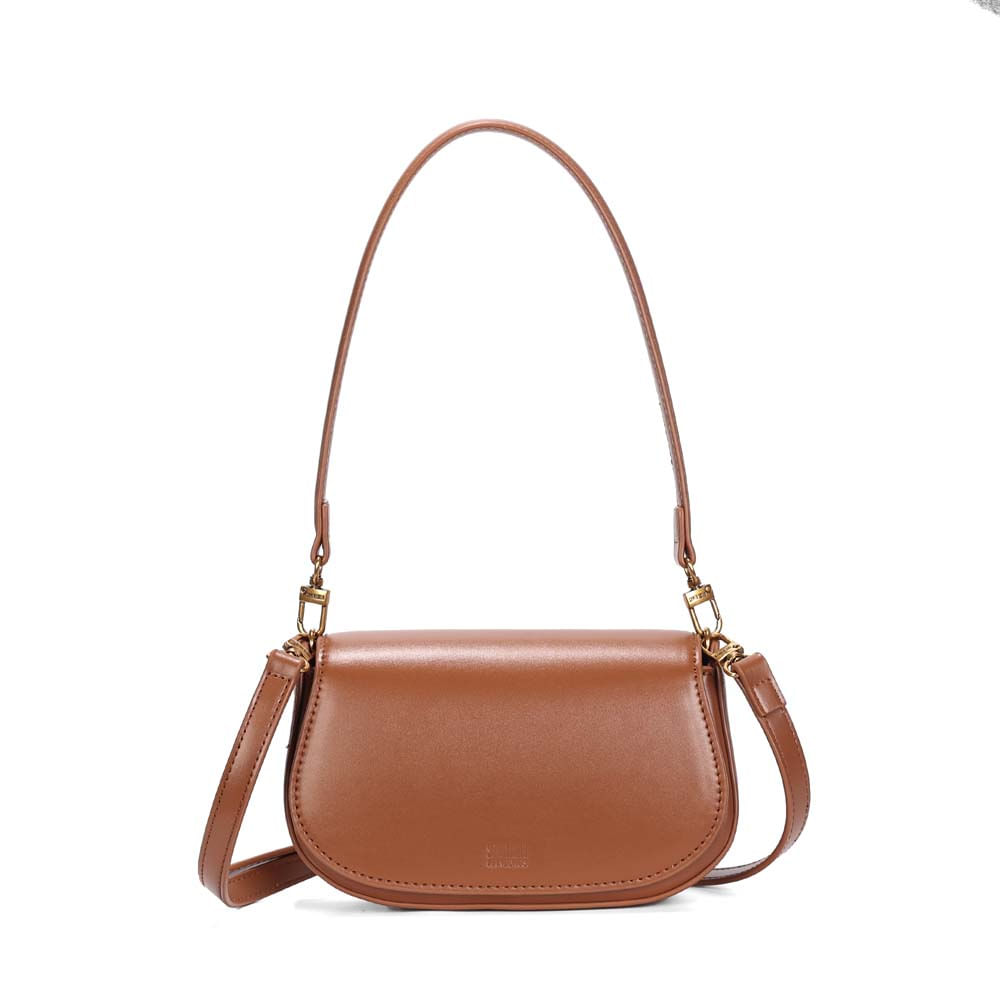 Bolsa Tiracolo Pequena Soft Marrom Safari Alça Dupla