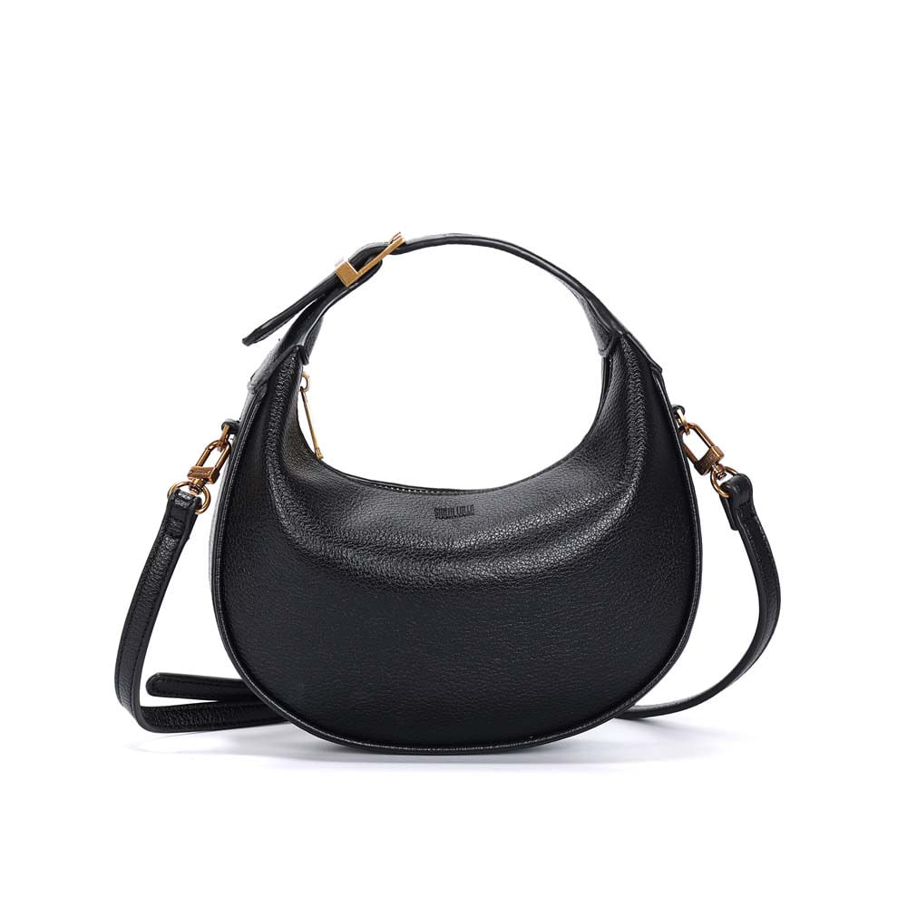 Bolsa Hobo Média Floater Texturizado Preto