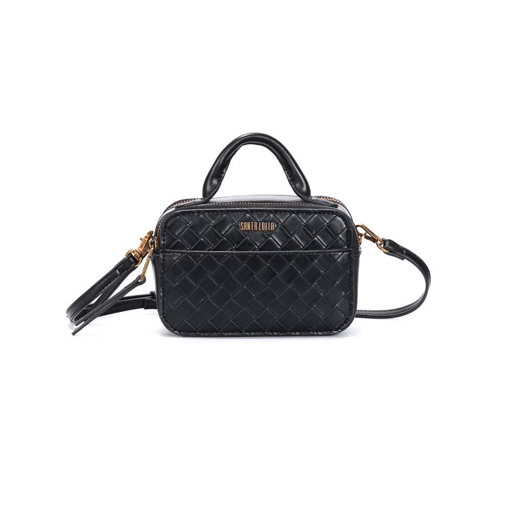 Bolsa Quadrada Pequena Tressê Preto Divisórias