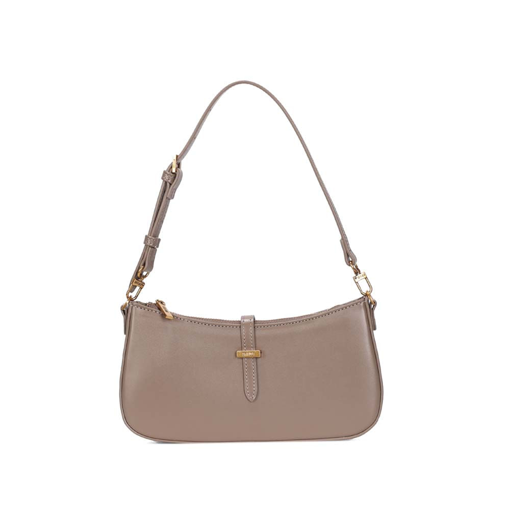Bolsa Baguete Média Estruturada Soft Liso Cinza Fog